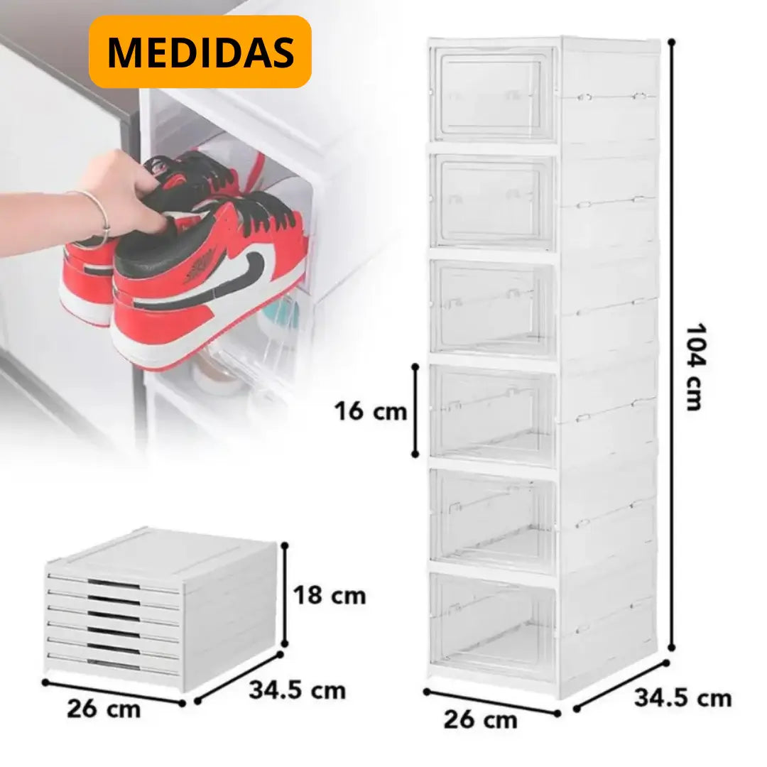 Zapatera Plegable Acrílica de 6 Niveles PREMIUM