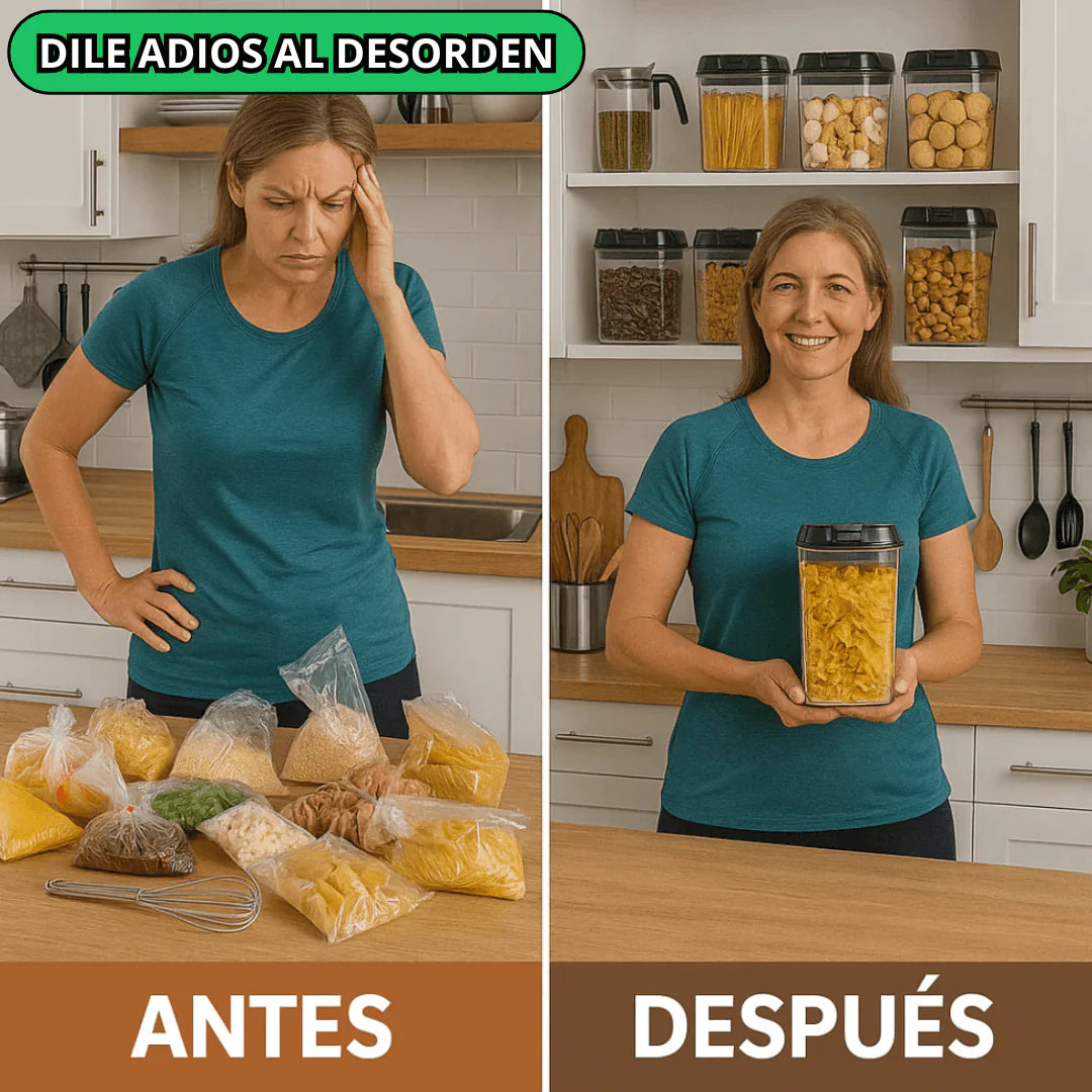 Set de 7 Frascos Organizadores Premium – Almacena Menestras, Alimentos y Más sin Derrames