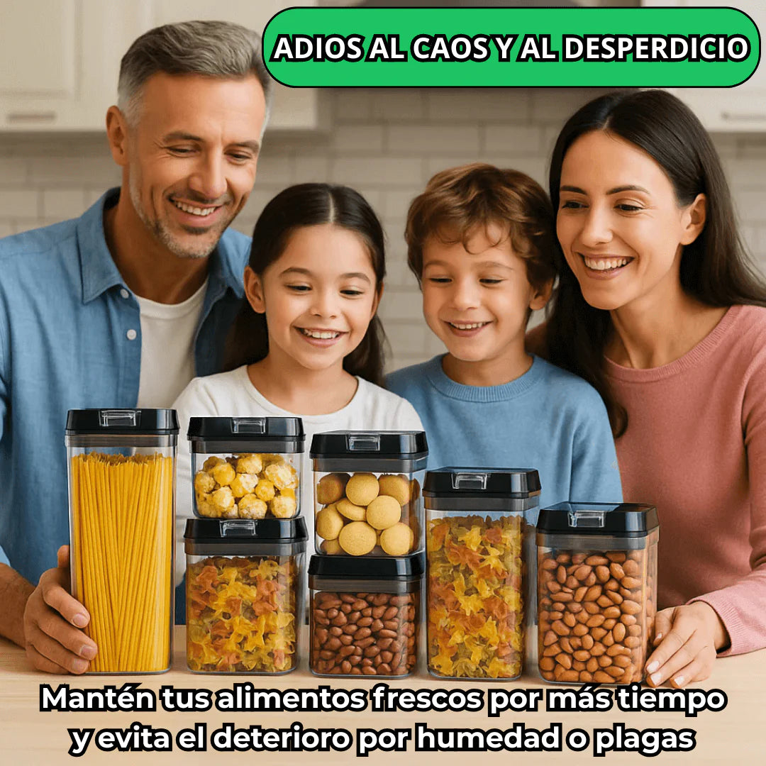 Set de 7 Frascos Organizadores Premium – Almacena Menestras, Alimentos y Más sin Derrames