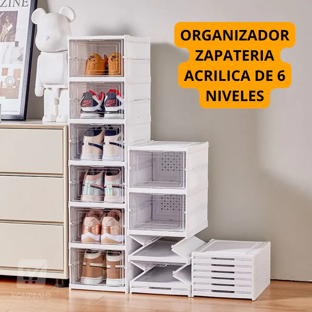 Zapatera Plegable Acrílica de 6 Niveles PREMIUM