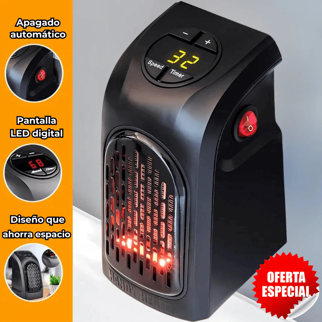 Calefactor Portátil PREMIUM de 800W con Control Remoto y 2 Niveles de Temperatura