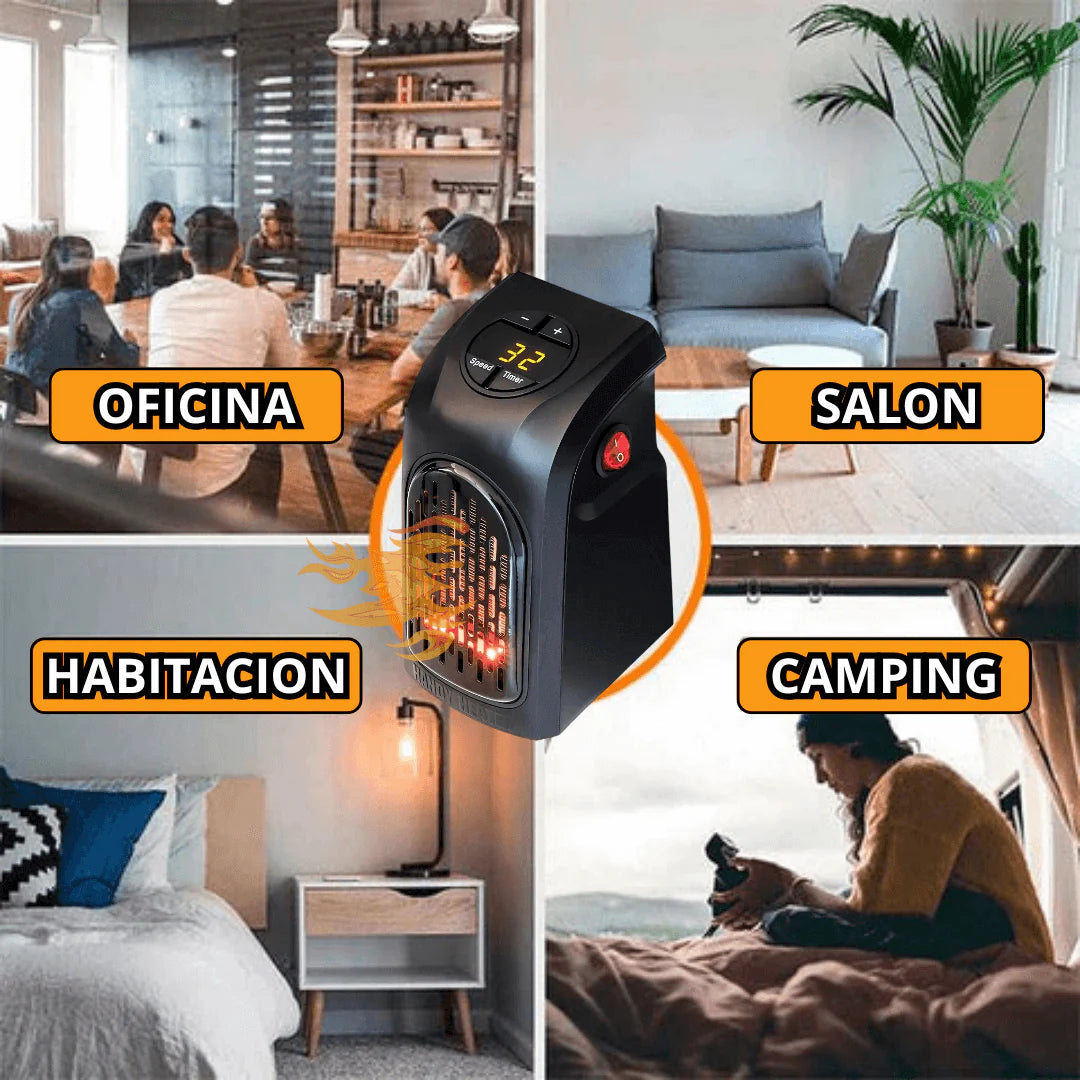 Calefactor Portátil PREMIUM de 800W con Control Remoto y 2 Niveles de Temperatura