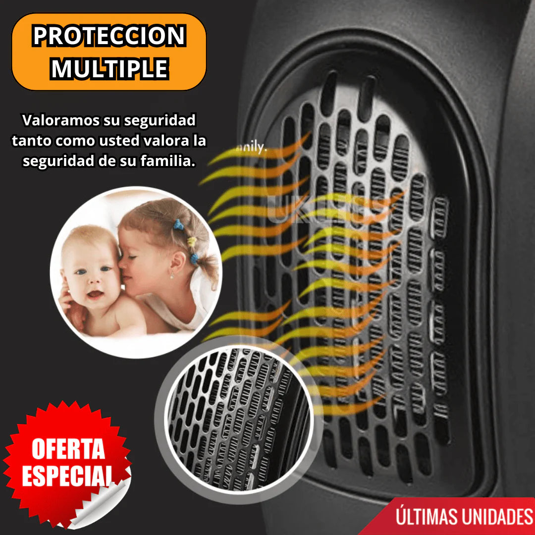 Calefactor Portátil PREMIUM de 800W con Control Remoto y 2 Niveles de Temperatura