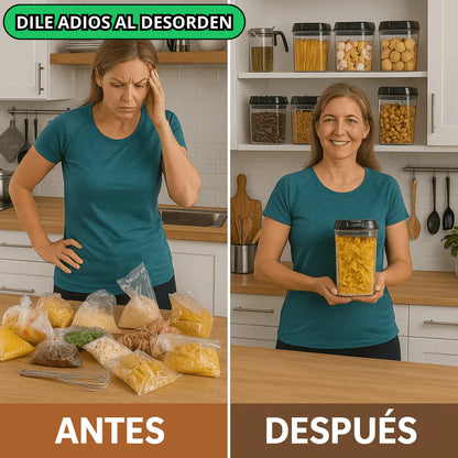 Set de 7 Frascos Organizadores Premium – Almacena Menestras, Alimentos y Más sin Derrames