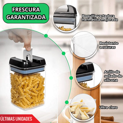 Set de 7 Frascos Organizadores Premium – Almacena Menestras, Alimentos y Más sin Derrames